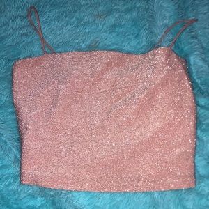 Peach and silver sparkles color crop top